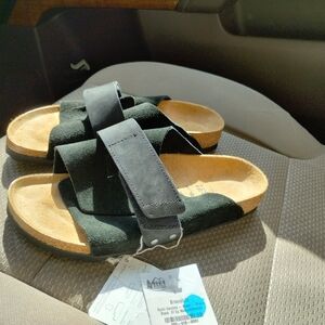 Birkenstock Black and Tan Sandals with Adjustable Straps